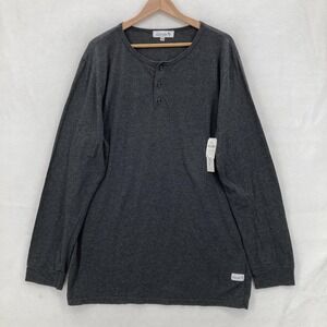 Kinetix Shirt Mens 2XL Black Heather Henley Long Sleeve Casual Cotton Blend NWT